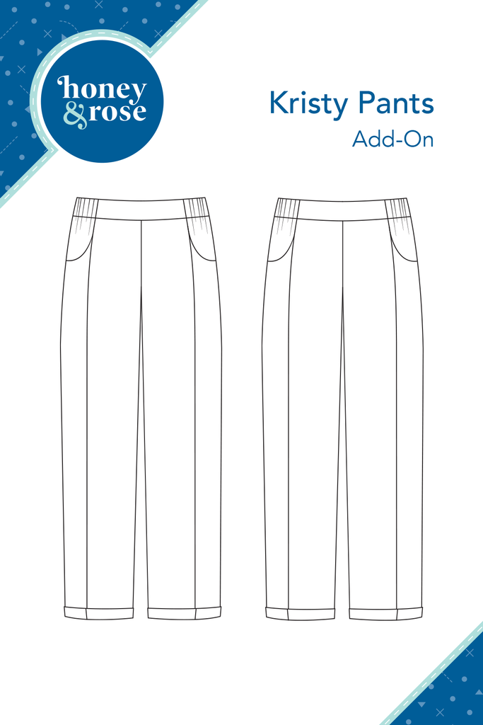 Kristy Pants Trouser Add-On Womens PDF Sewing Patterns Line Drawing