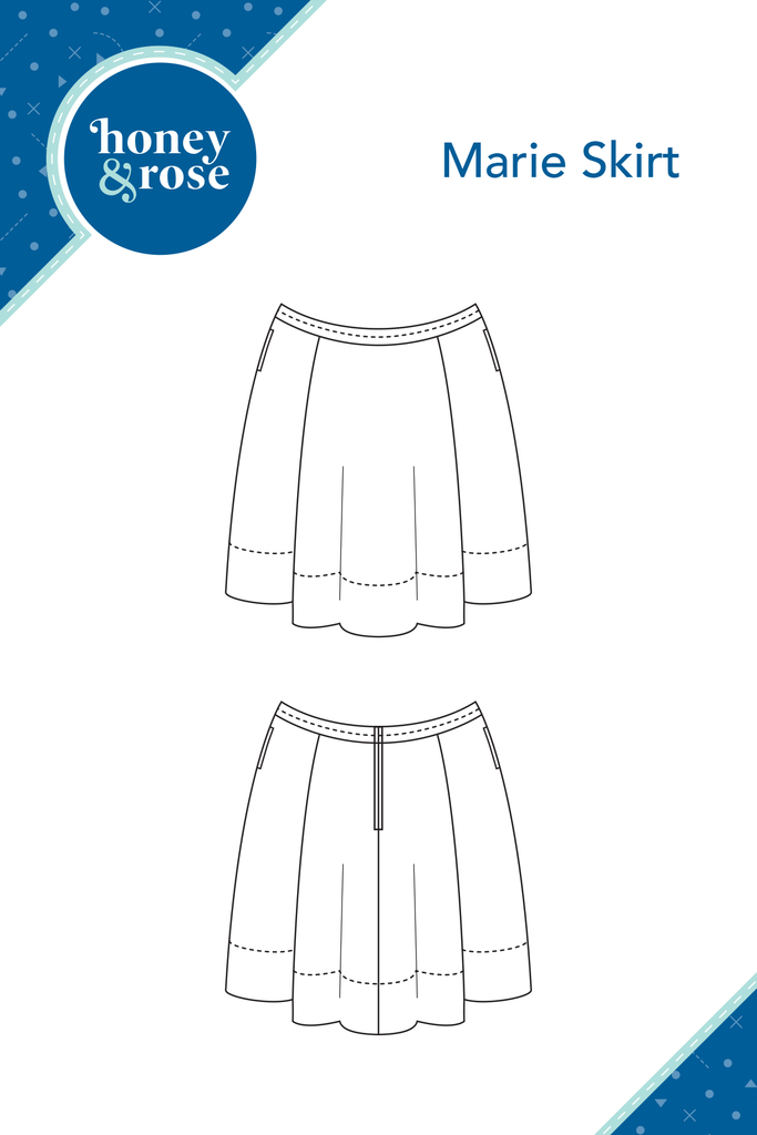 Marie Skirt Womens PDF Sewing Patterns Line Drawing